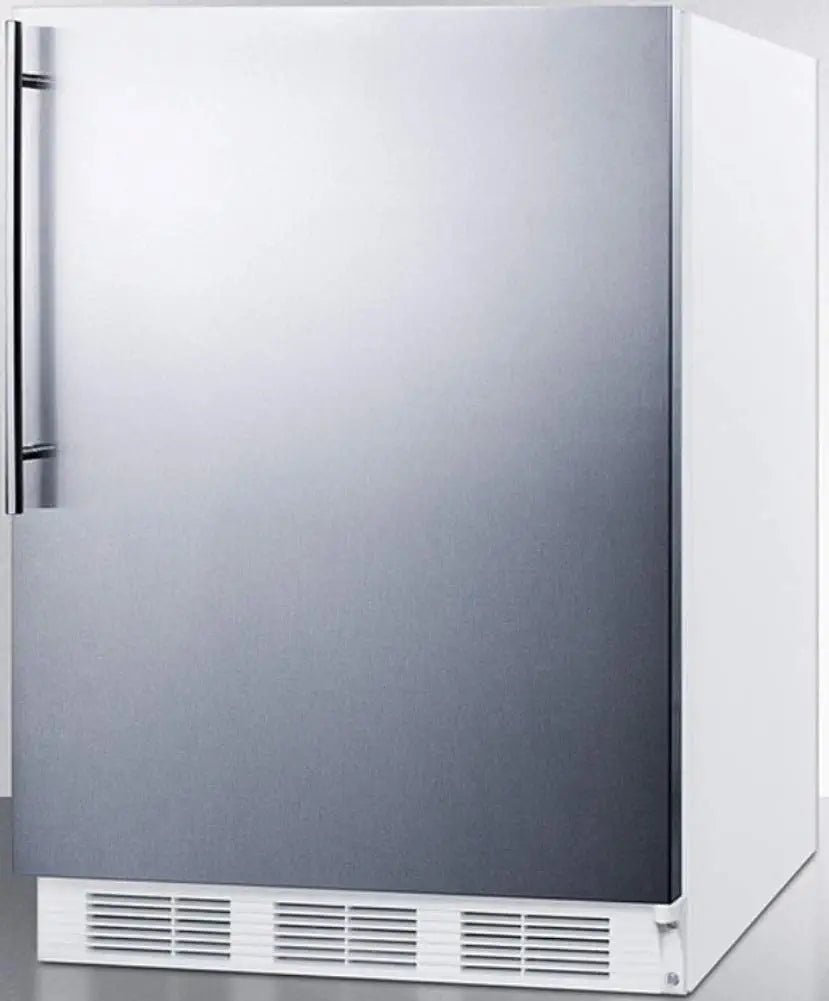 Summit Appliance CT661WSSHV Freestanding Counter Height Refrigerator-Freezer for Residential Use, Cycle Defrost with Stainless Steel Wrapped Door, Professional Thin Handle and White Cabinet
