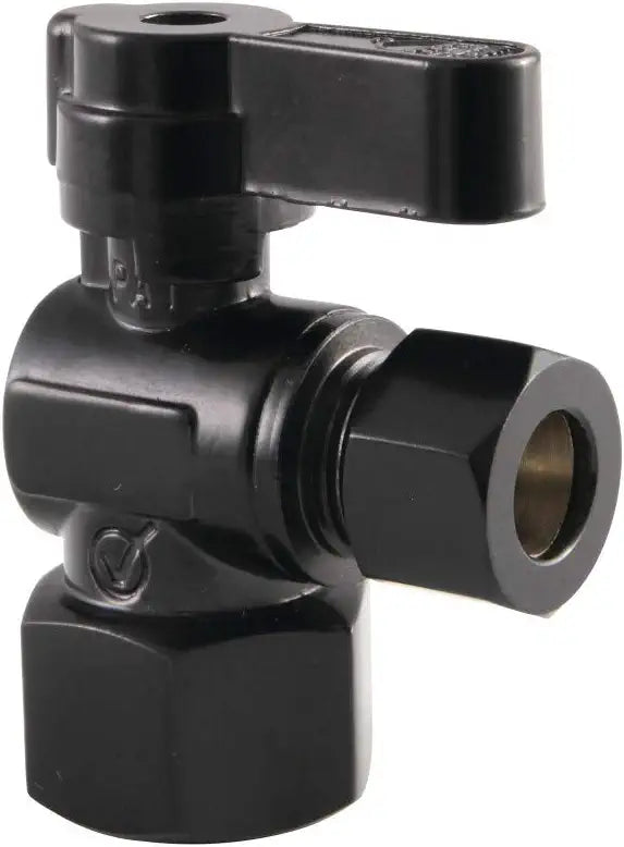 Kingston Brass KF4310MB Baseline 1/2-Inch FIP x 3/8-Inch OD Comp Angle Stop Valve, Matte Black