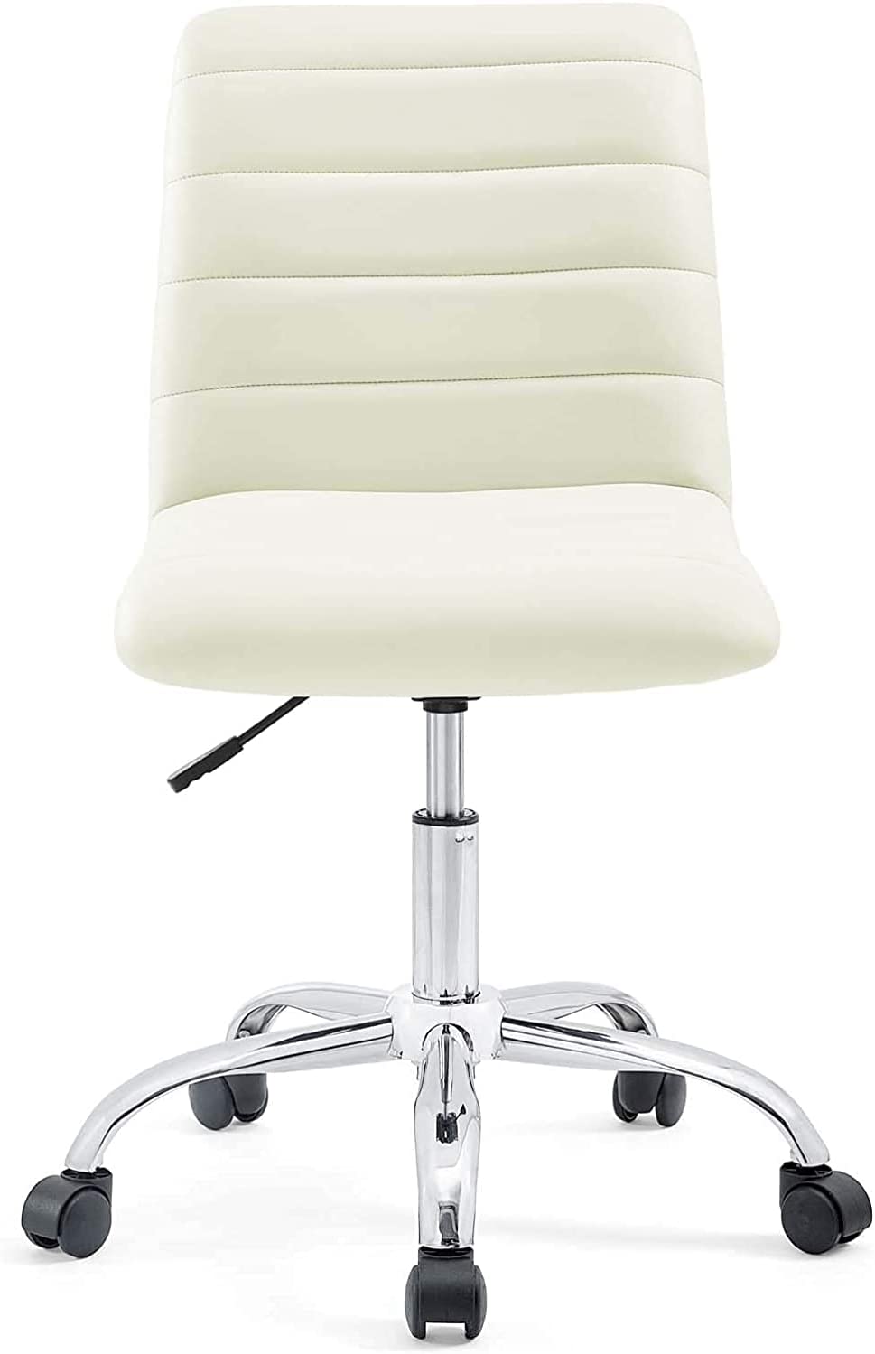 Modway Ripple Ribbed Armless Mid Back Swivel Conference Office Chair In White