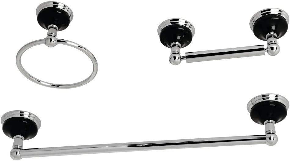 Kingston Brass BAK911248C Water Onyx Bathroom Hardware Set, Polished Chrome