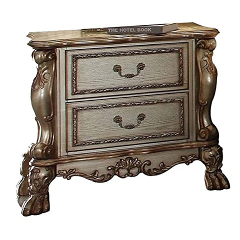 Acme Dresden Nightstand in Gold Patina &amp; Bone