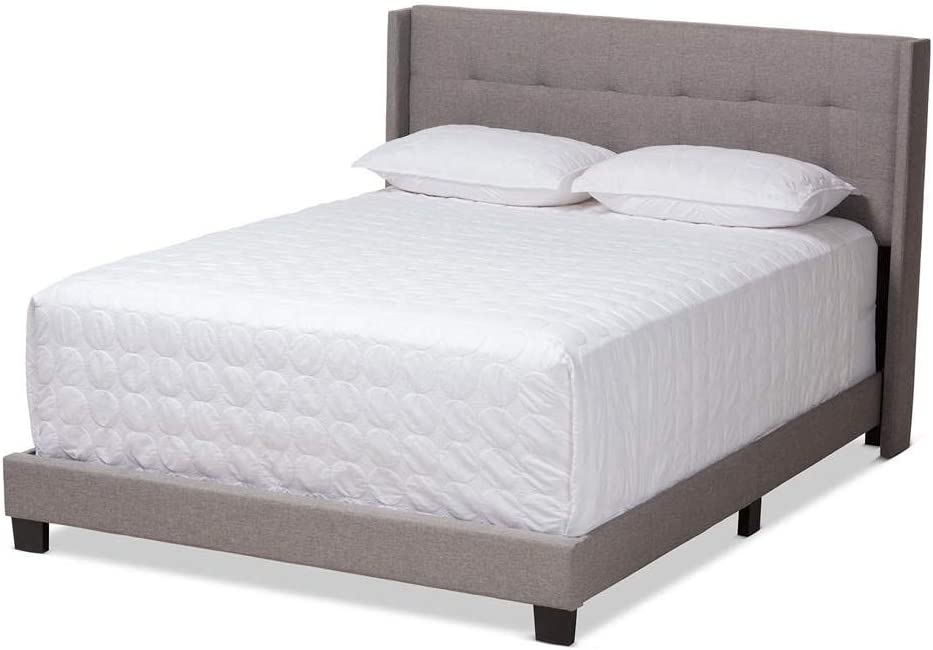 Baxton Studio Lisette Modern and Contemporary Grey Fabric Upholstered Queen Size Bed