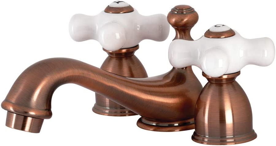 Kingston Brass KS395PXAC Restoration Mini-Widespread Bathroom Faucet, Antique Copper