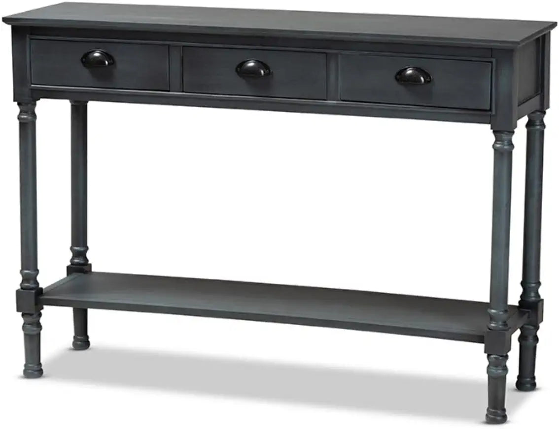 Baxton Studio Garvey French Provincial Grey Finished Wood 3-Drawer Entryway Console Table