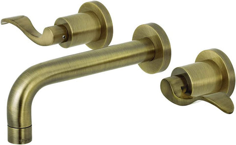 Kingston Brass KS8123DFL NuWave 2-Handle Wall Mount Bathroom Faucet, Antique Brass