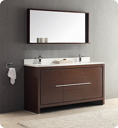 Fresca Allier 60" Wenge Brown Modern Double Sink Bathroom Cabinet