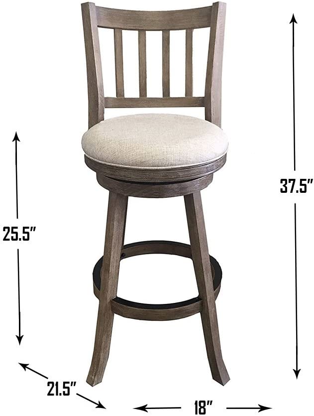 Boraam Sheldon Counter Height Stool, 1 Pack, 24-Inch, 1-Pack, Driftwood Wire-Brush and Ivory