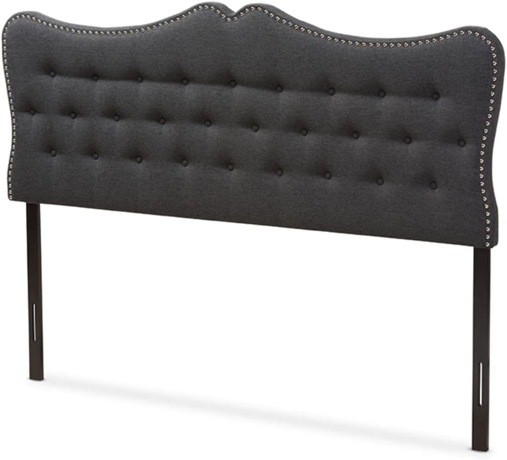 Baxton Studio Emma Modern and Contemporary Dark Grey Fabric Queen Size Headboard