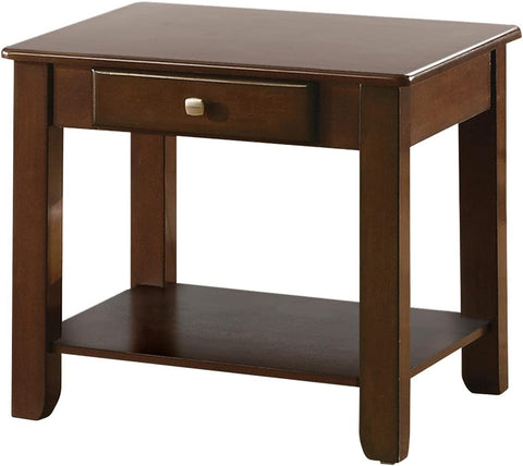 Paseo 23.75 in. Dark Cherry Rectangular Wood End Table with Drawer