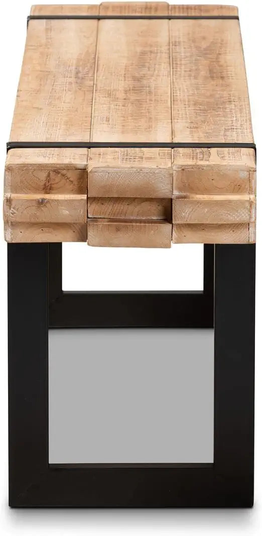 Baxton Studio Henson Rustic and Industrial Natural Brown Finished Wood and Black Finished Metal Bench