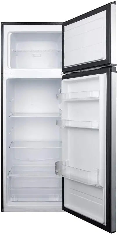 Summit Appliance CP972SS Two-door Cycle Defrost 22" Wide 7.1 Cu.Ft. Refrigerator-Freezer in Slim Width, Stainless Steel Doors, Adjustable Glass Shelves, Door Storage, Sealed Back and Black Cabinet