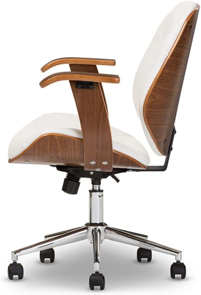 Baxton Studio Rathburn Modern and Contemporary White and Walnut Office Chair