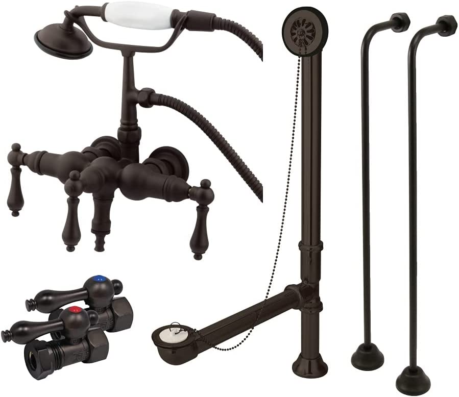 Kingston Brass CCK19T5A Vintage Down Spout Wall Mount Claw Foot Faucet Package, Oil Rubbed Bronze