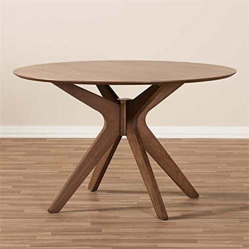 Baxton Studio Monte Round Dining Table in Walnut Brown