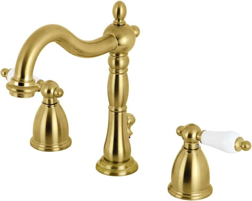 Kingston Brass KB1977PL 8 in. Widespread Bathroom Faucet, Brushed Brass