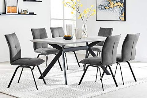 Armen Living Margot and Charcoal Rylee 7 Piece Modern Rectangular Dining Set