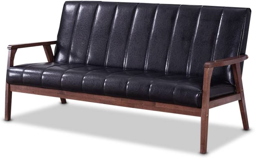 Baxton Studio BBT8011A2-Black Sofas, 29.45LX63.38WX31.59H, Black