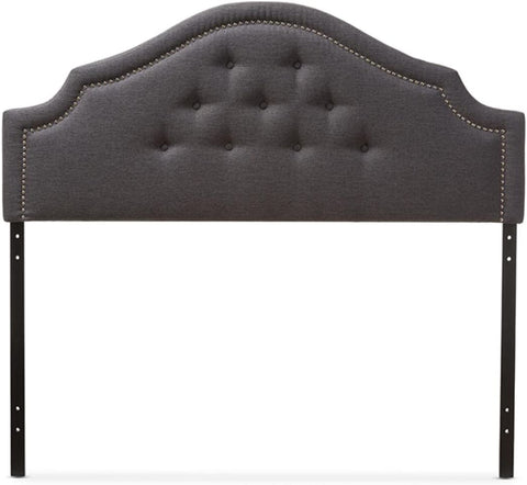 Baxton Studio Cora Upholstered Queen Headboard in Dark Gray