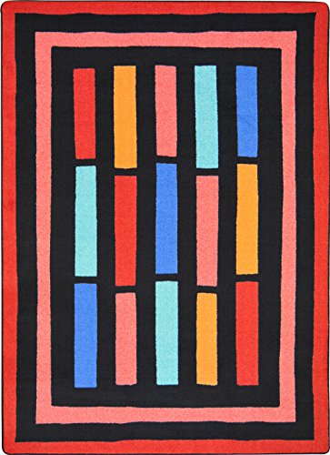Joy Carpets Kid Essentials Traffic Jam Teen Area Rugs, 92-Inch by 129-Inch by 0.36-Inch, Red