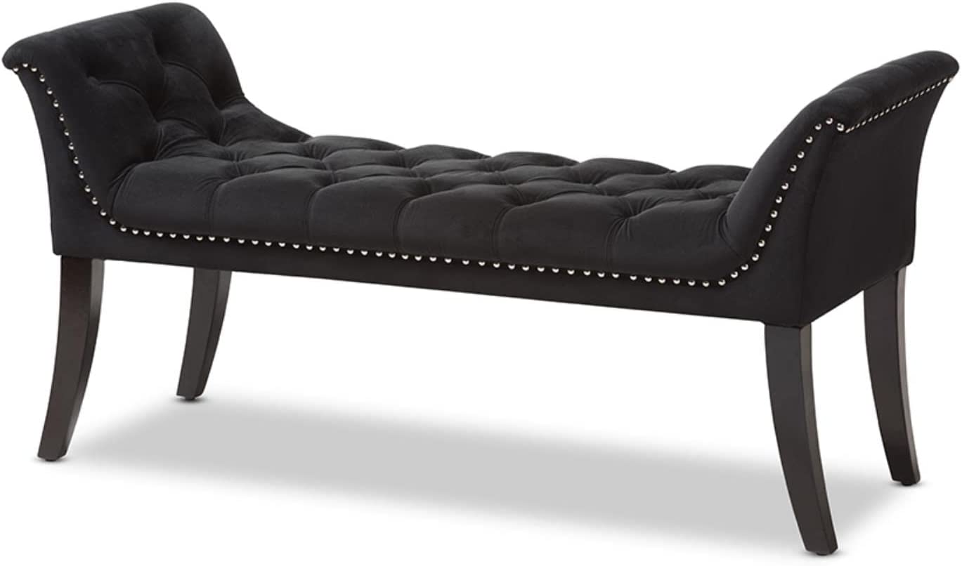 Baxton Studio Chandelle Luxe and Contemporary Black Velvet Upholstered Bench