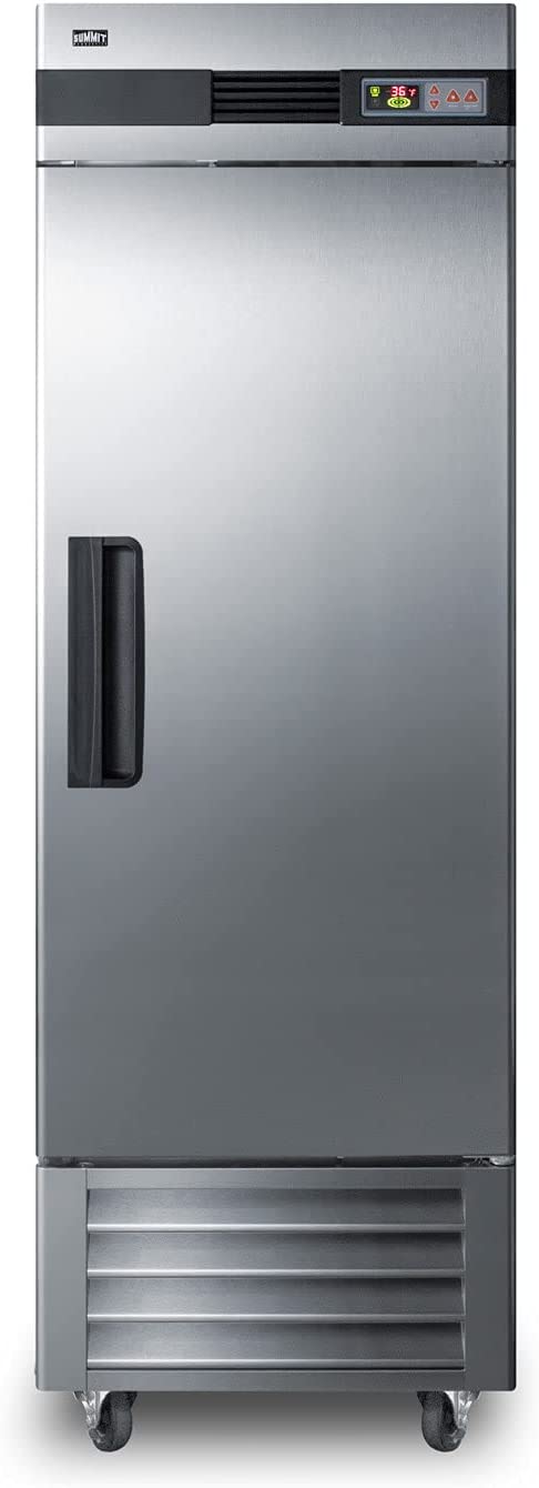 Summit Appliance SCRR232 Commercial Reach-In 23 Cu.Ft. Refrigerator in Complete Stainless Steel with Auto Defrost, Self-Closing Door, Temperature Alarm, Sealed Back, Interior Light and Lock