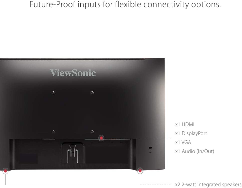 ViewSonic VA2256-MHD_H2 Dual Pack Head-Only 1080p IPS Monitors with Ultra-Thin Bezels, HDMI, DisplayPort and VGA for Home and Office