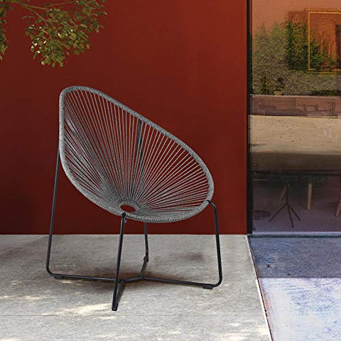 ARMEN LIVING LCACSIWSB Acapulco Indoor Outdoor Steel Papasan Lounge Chair with Wasabi Rope