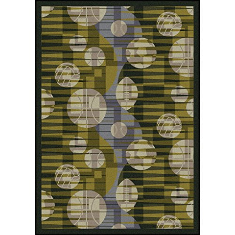 Joy Carpets Sports Fan Keeping Score Sports Area Rugs, 92-Inch by 129-Inch by 0.36-Inch, Green