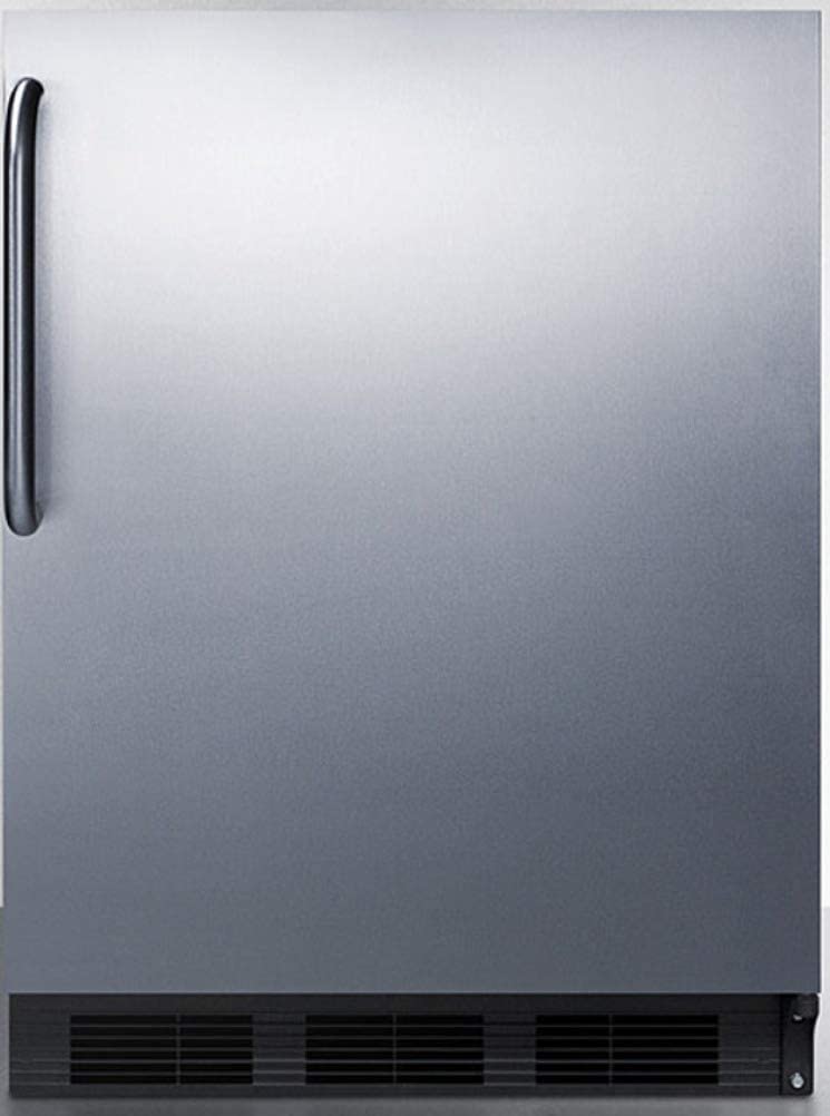 Summit Appliance FF7BKBISSTB Commercially Listed Built-in Undercounter All-Refrigerator for General Purpose Use with Automatic Defrost, Stainless Steel Wrapped Door, Towel Bar Handle and Black Cabinet