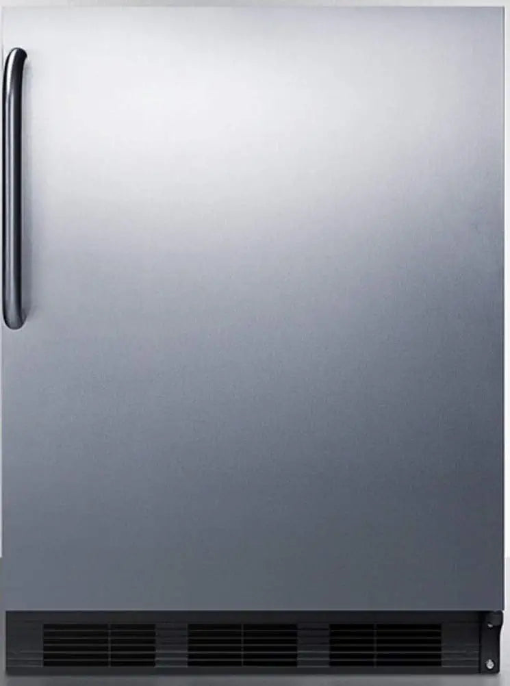 Summit Appliance FF7BKBISSTBADA ADA Compliant Built-in Undercounter All-Refrigerator for General Purpose or Commercial Use with Stainless Steel Wrapped Door, Towel Bar Handle and Black Cabinet