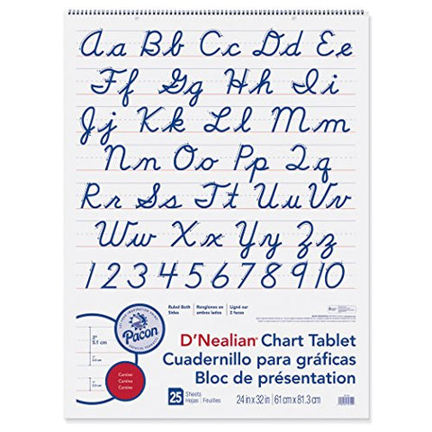 D&#39;Nealian Chart Tablet, 24&#34;X32&#34;, Cursive, 25 Sheets