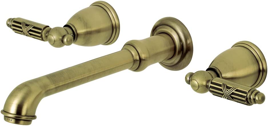 Kingston Brass KS7123GL 8-Inch Center Wall Mount Bathroom Faucet, Antique Brass