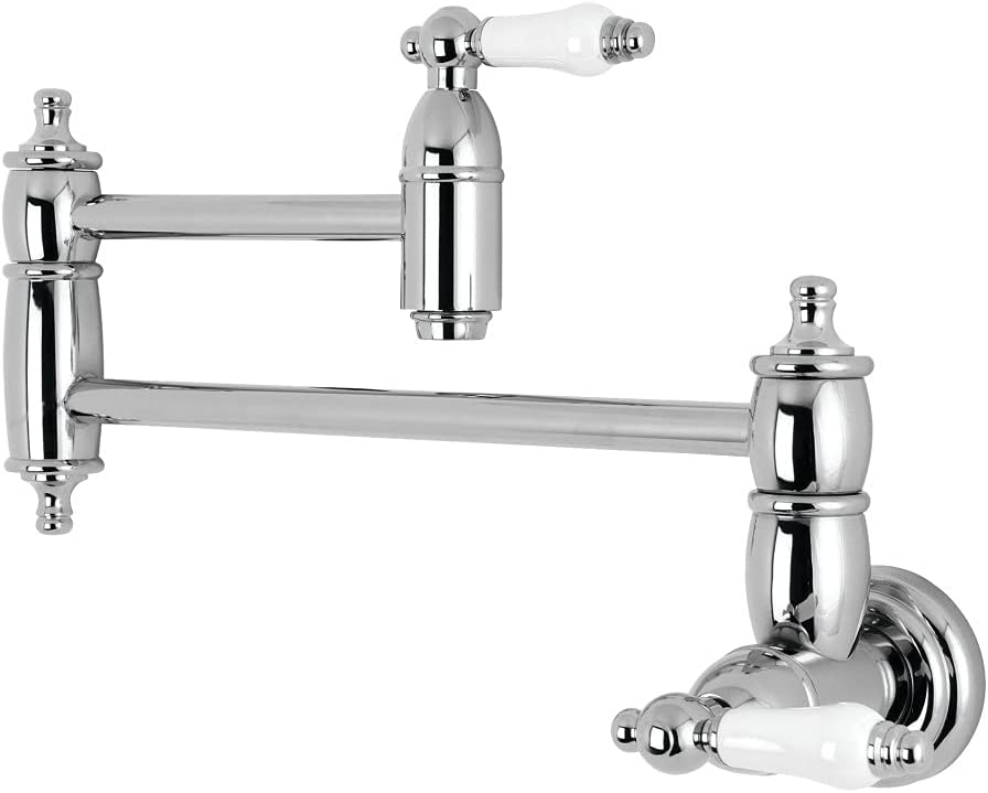 Kingston Brass KS3107PL Wall Mount Pot Filler Kitchen Faucet, Brushed Brass