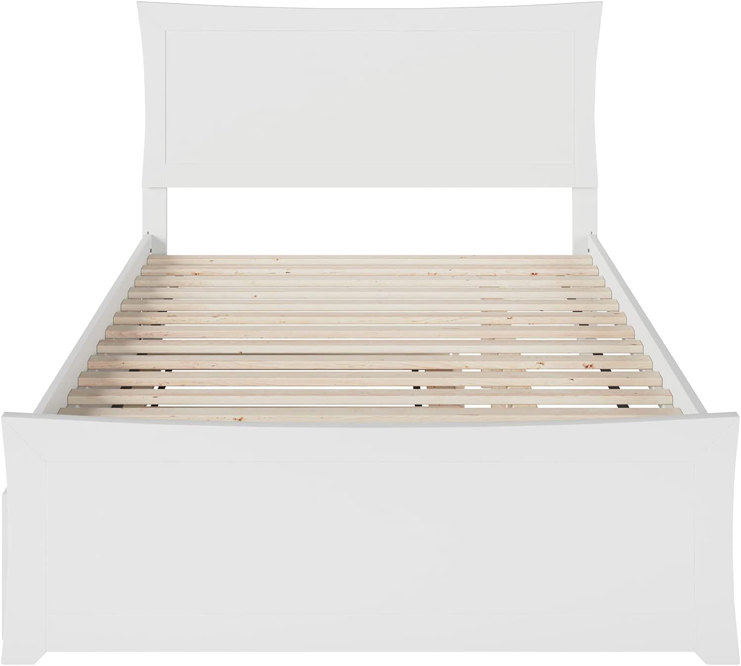 Metro Full Platform Bed with Matching Footboard and Turbo Charger with Twin Size Urban Trundle in White