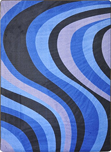 Joy Carpets Kid Essentials On The Curve Teen Area Rugs, 92-Inch by 129-Inch by 0.36-Inch, Blue