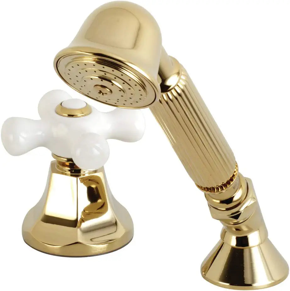 Kingston Brass KSK4302PXTR Deck Mount Hand Shower with Diverter for Roman Tub Faucet, Polished Brass