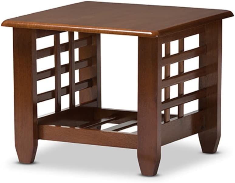 Baxton Studio Larissa Modern Classic Mission Style Cherry Finished Brown Wood Living Room Occasional End Table
