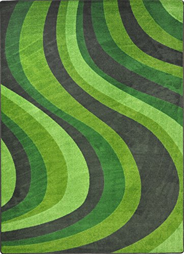 Joy Carpets Kid Essentials On The Curve Teen Area Rugs, 92-Inch by 129-Inch by 0.36-Inch, Green