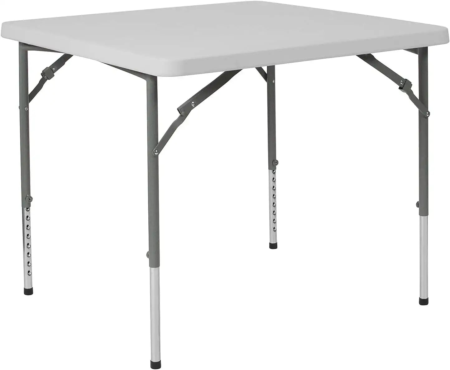 Flash Furniture 2.79-Foot Square Height Adjustable Granite White Plastic Folding Table