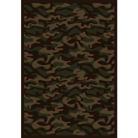 Joy Carpets Kaleidoscope Funky Camo Whimsical Area Rugs, 64-Inch by 92-Inch by 0.36-Inch, Dark Army