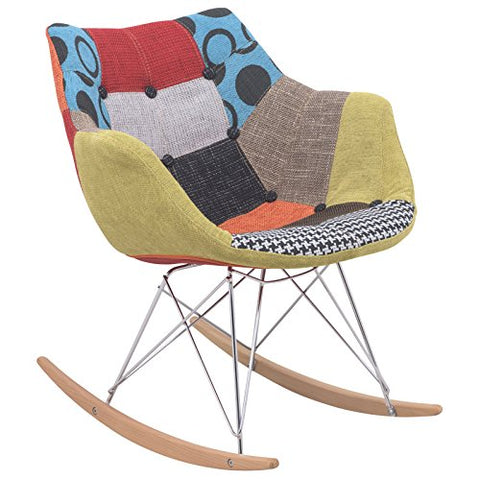 LeisureMod Willow Fabric Eiffel Base Modern Rocking Chair, Single, Grey