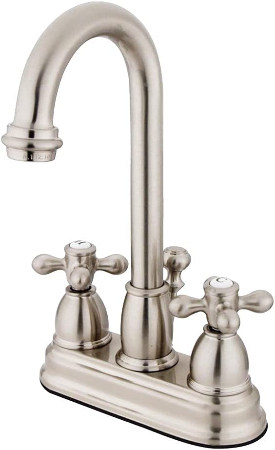 Kingston Brass KB3615AX Restoration Deck Mount Lavatory Faucet with Retail Pop-Up, Oil Rubbed Bronze