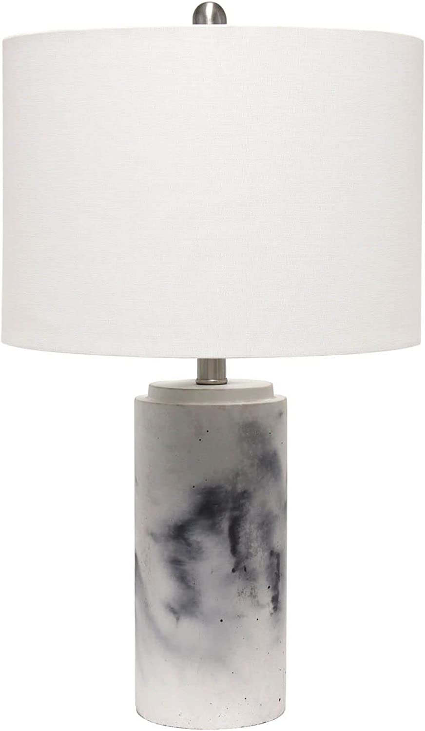 Lalia Home Modern Marbleized Table Lamp with White Fabric Shade - White