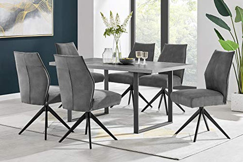 Armen Living Fenton and Charcoal Monarch 7 Piece Modern Rectangular Dining Set