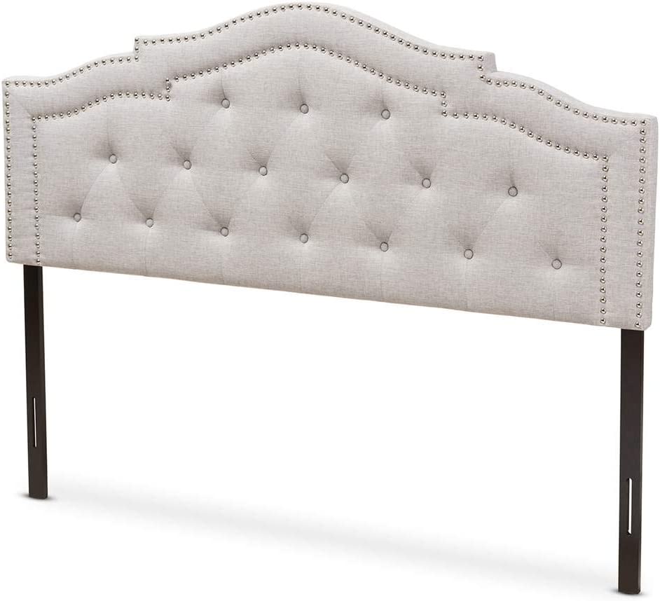 Baxton Studio Edith Modern and Contemporary Greyish Beige Fabric King Size Headboard Beige/King//Contemporary/Fabric Polyester 100%&#34;/LVL/Foam