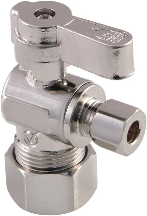 Kingston Brass KF5814SN 5/8&#34; x 1/4&#34; O.D. Comp Angle Stop Valve, Brushed Nickel