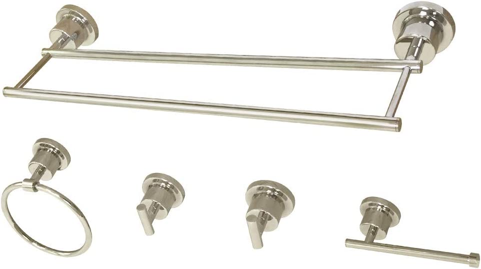 Kingston Brass BAH821318478PN Concord 5-Piece Bathroom Accessory Set, Polished Nickel