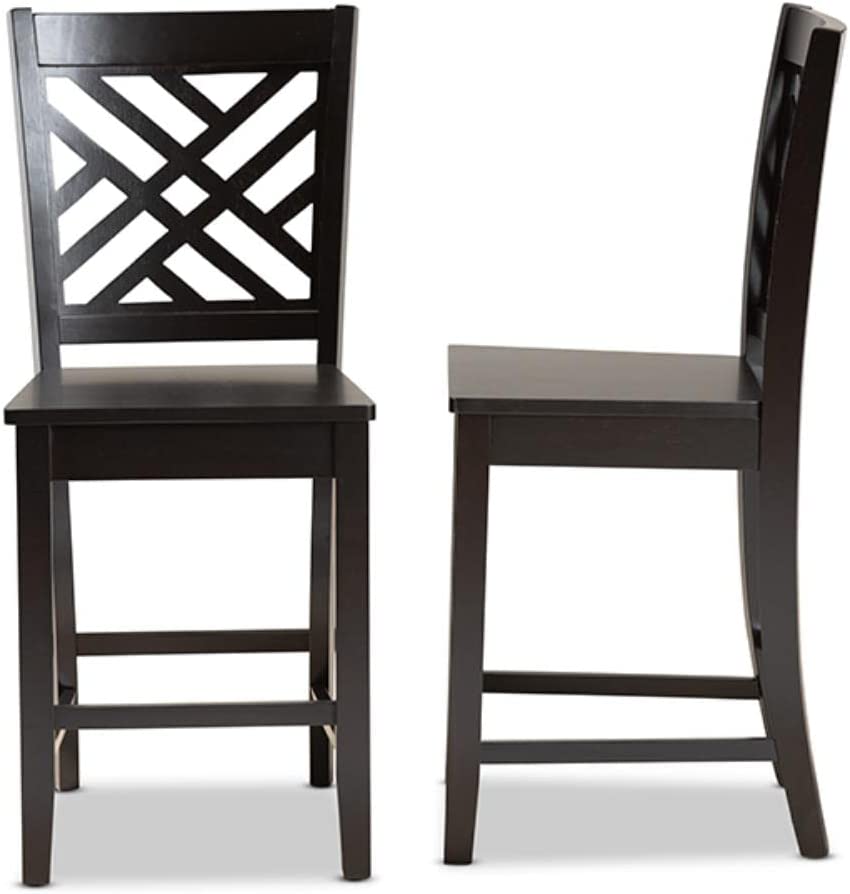 Baxton Studio Caron Modern and Contemporary Transitional Dark Brown Finished Wood 2-Piece Counter Stool Set