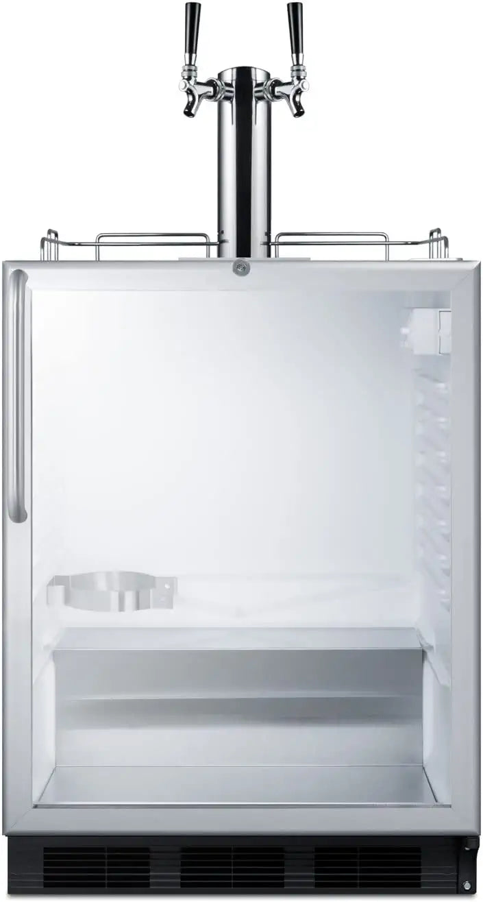 Summit Appliance SBC56GBICSSADA Built-in Undercounter ADA Height Commercially Listed Dual Tap Beer Dispenser with Glass Door, Adjustable Thermostat, Lock and Stainless Steel Wrapped Cabinet