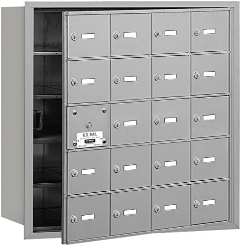 Salsbury Industries 3620AFP 4B Plus Horizontal Mailbox with Master Commercial Lock, 20 A Doors 19 Usable, Front Loading, Private Access, Aluminum